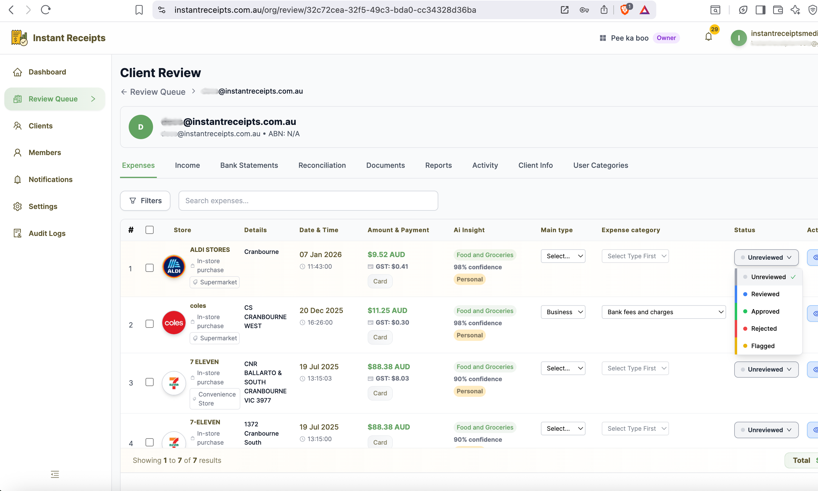 Dashboard - Approval View